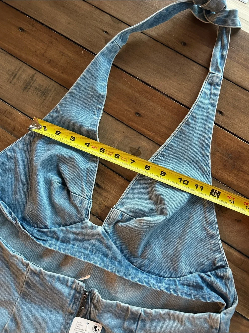 NWT Free People Trevi Denim Halter Cotton Mini Dress XL